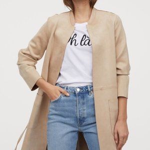 Straight Cut Faux Suede Coat